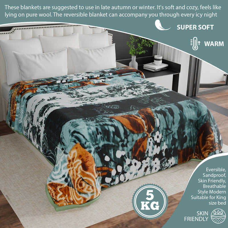 Luxury Modern Printed King Blanket 5 kg (Multi-Color)