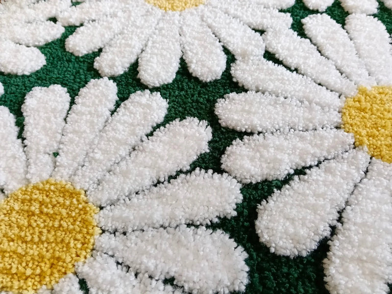 MAGICAL Premium Super-Soft Chamomile Floral Shape Anti-Skid Bath Mat (Green)