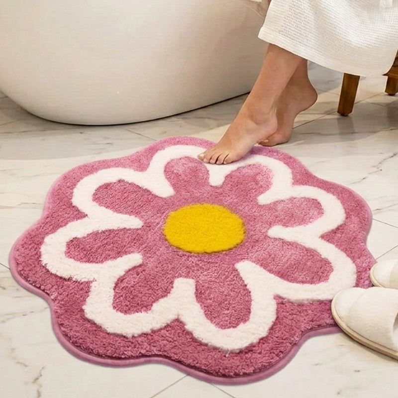 MAGICAL Premium Super-Soft Daisy Flower Shape Anti-Skid Bath Mat (pink)