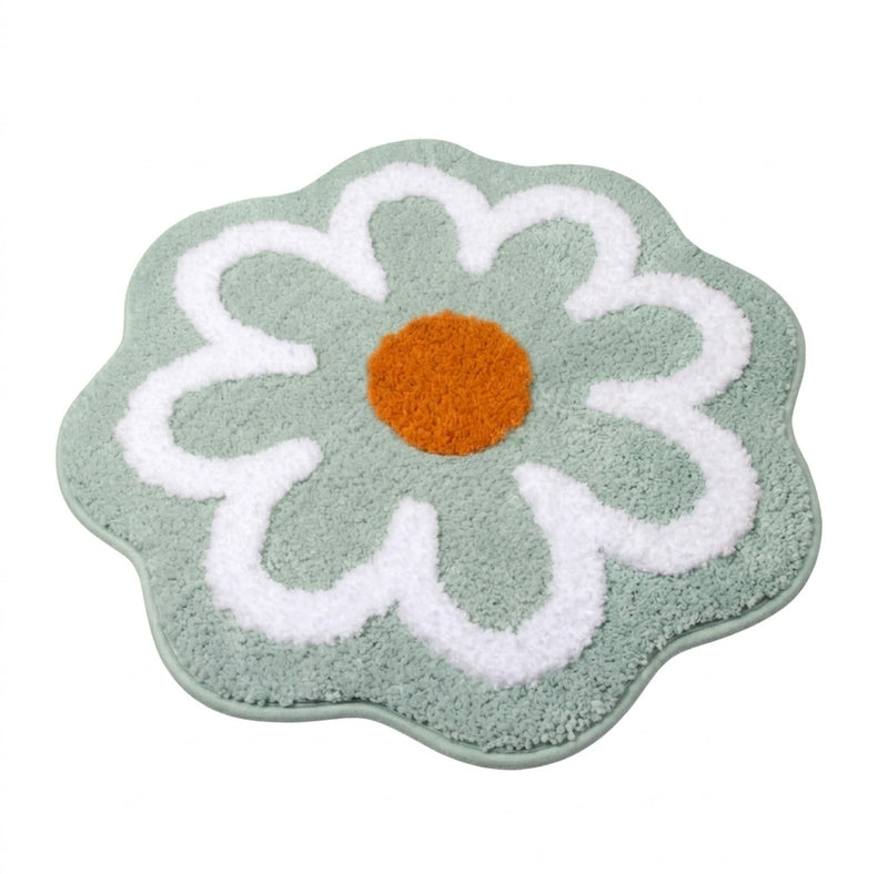 MAGICAL Premium Super-Soft Daisy Flower Shape Anti-Skid Bath Mat (Light Green)