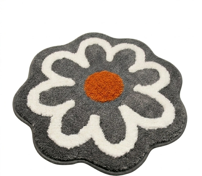 MAGICAL Premium Super-Soft Daisy Flower Shape Anti-Skid Bath Mat (grey)