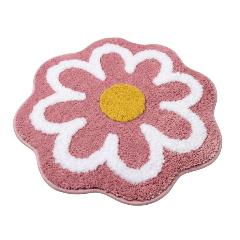 MAGICAL Premium Super-Soft Daisy Flower Shape Anti-Skid Bath Mat (pink)