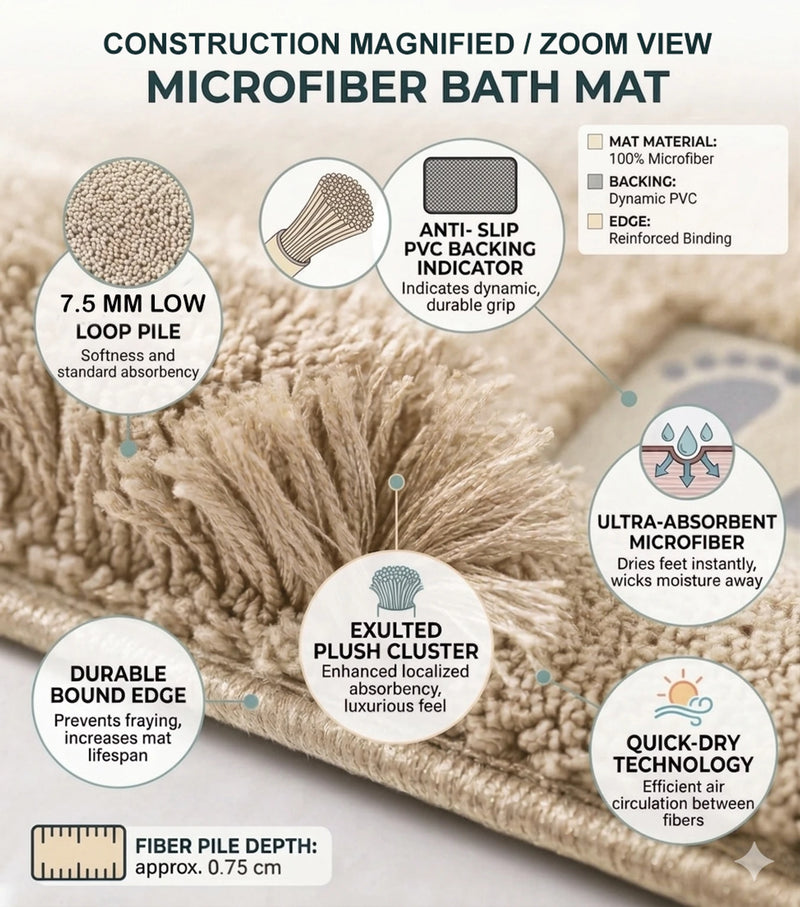 MAGICAL Ultra-Absorbent Microfiber Bath Mat (cream)