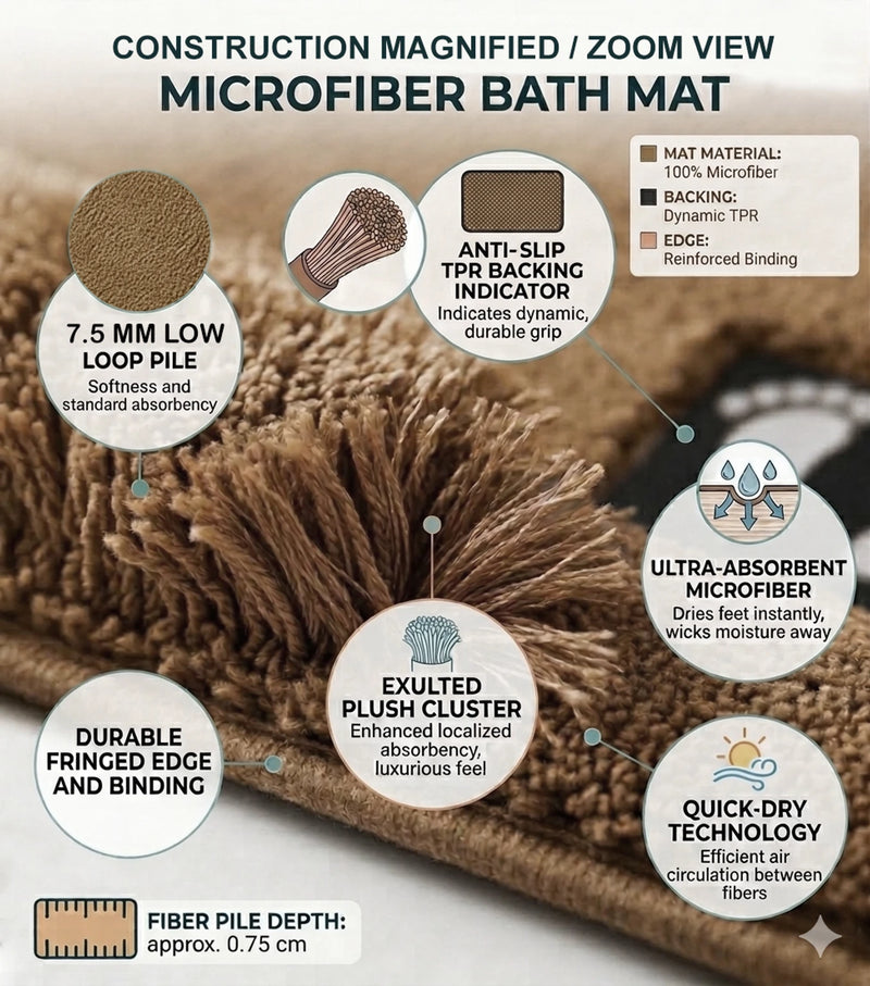 MAGICAL Ultra-Absorbent Microfiber Bath Mat (Brown)