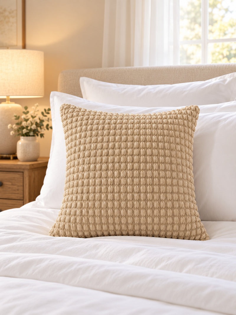 Premium Bubble Cushion Cover - Beige 40x40 Cm (Pack of 1)