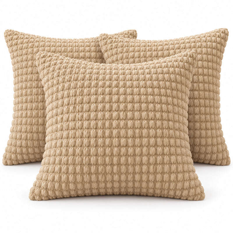Premium Bubble Cushion Cover - Beige 40x40 Cm (Pack of 3)