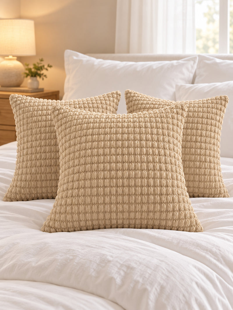 Premium Bubble Cushion Cover - Beige 40x40 Cm (Pack of 3)