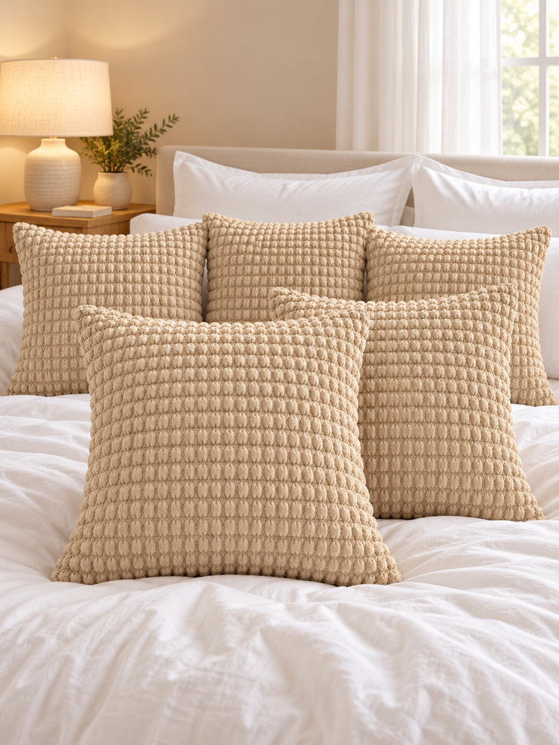 Premium Bubble Cushion Cover - Beige 40x40 Cm (Pack of 5)