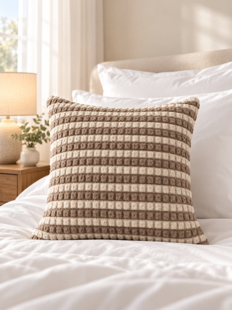 Premium Bubble Cushion Cover - Brown-Beige 40x40 Cm (Pack of 1)