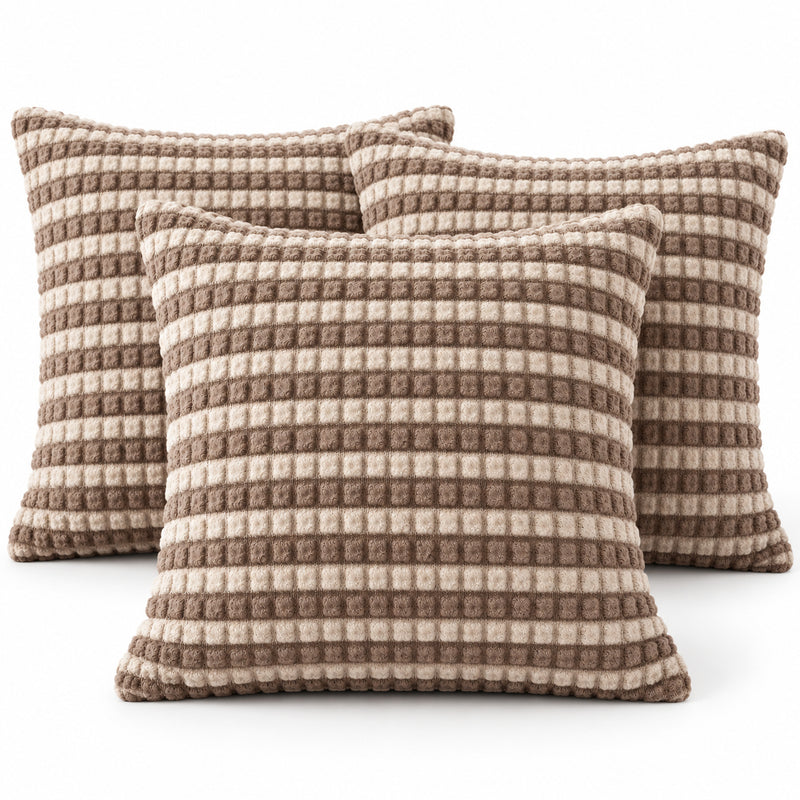 Premium Bubble Cushion Cover - Brown-Beige 40x40 Cm (Pack of 3)