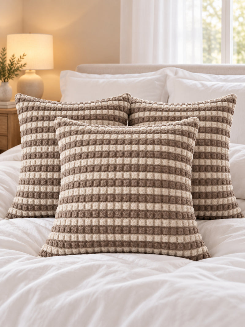 Premium Bubble Cushion Cover - Brown-Beige 40x40 Cm (Pack of 3)