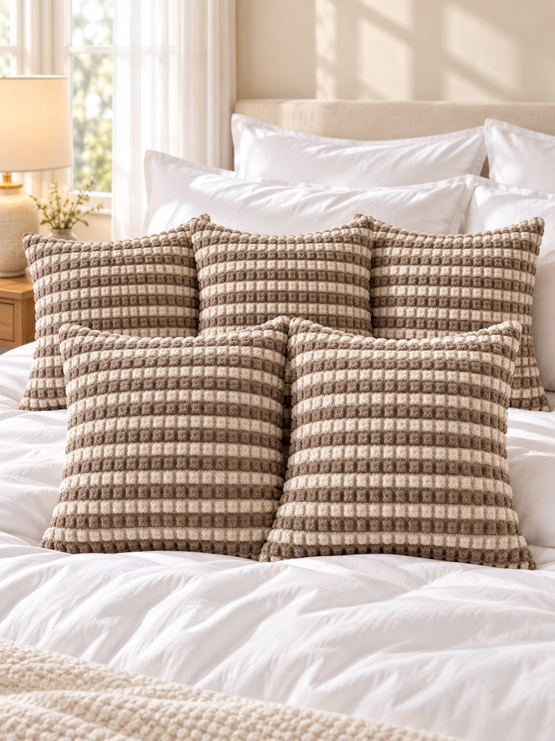 Premium Bubble Cushion Cover - Brown-Beige 40x40 Cm (Pack of 5)