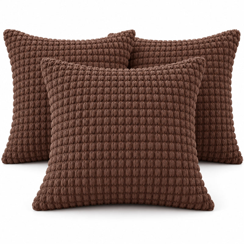 Premium Bubble Cushion Cover - Brown 40x40 Cm (Pack of 3)