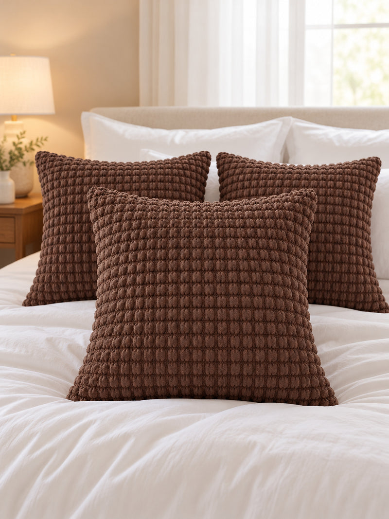 Premium Bubble Cushion Cover - Brown 40x40 Cm (Pack of 3)