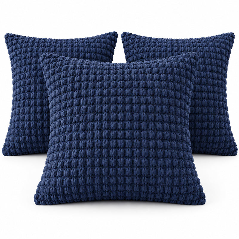 Premium Bubble Cushion Cover - Dark Blue 40x40 Cm (Pack of 3)