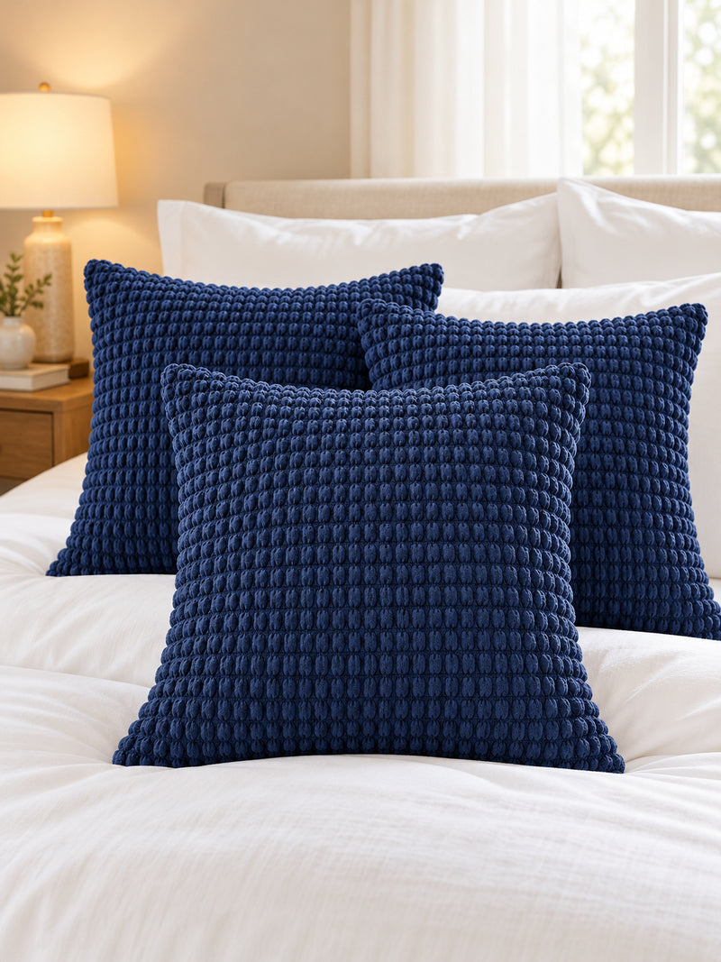 Premium Bubble Cushion Cover - Dark Blue 40x40 Cm (Pack of 3)