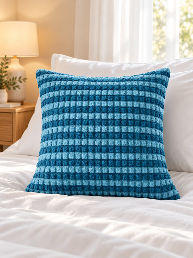 Premium Bubble Cushion Cover - Dark Blue-Light Blue 40x40 Cm (Pack of 1)