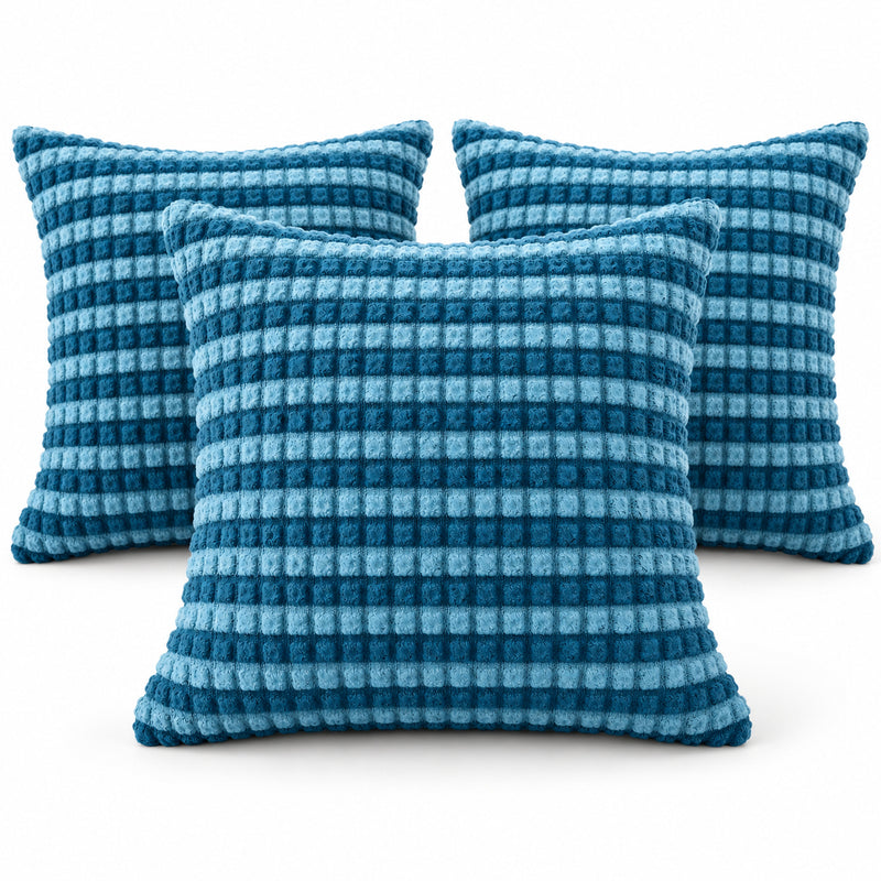 Premium Bubble Cushion Cover - Dark Blue-Light Blue 40x40 Cm (Pack of 3)