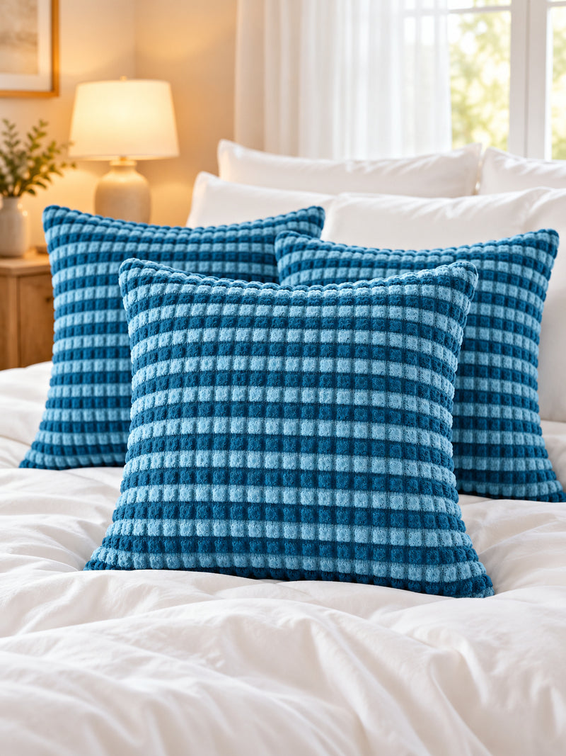 Premium Bubble Cushion Cover - Dark Blue-Light Blue 40x40 Cm (Pack of 3)