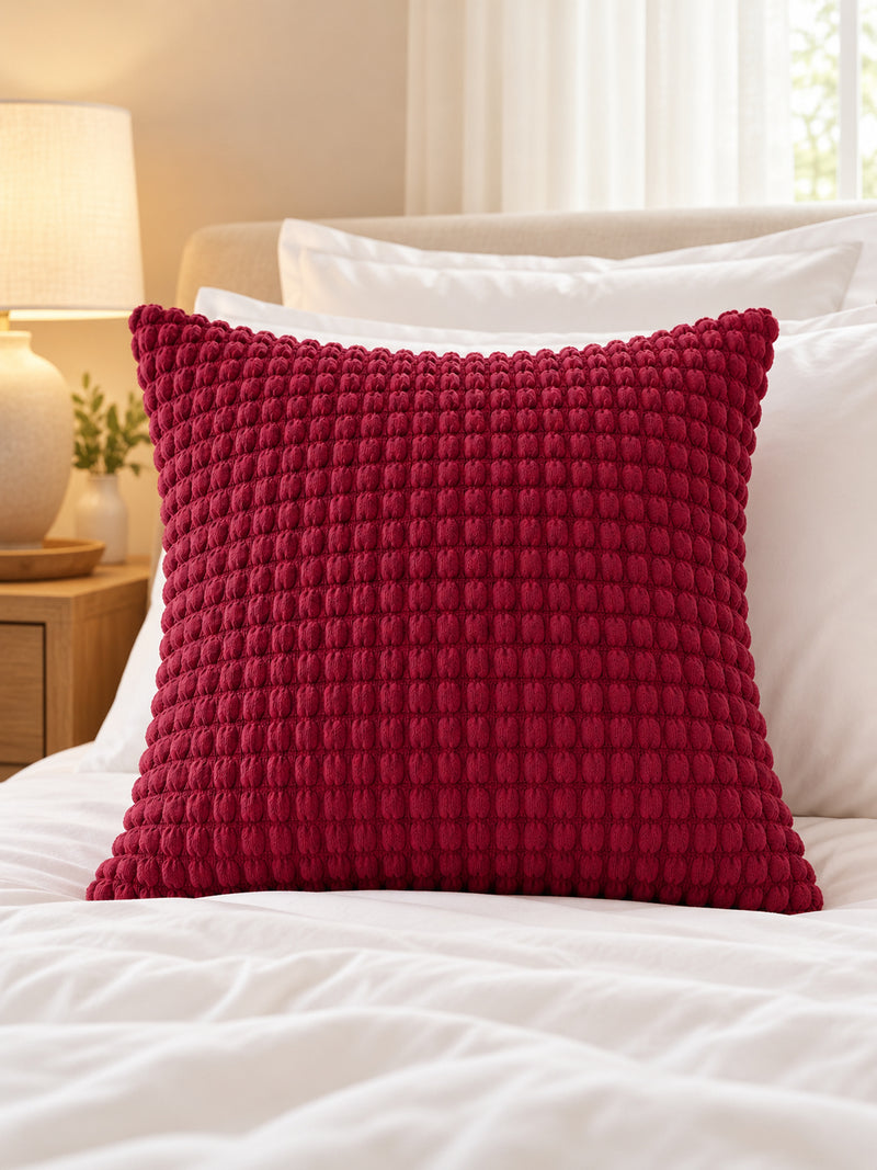 Premium Bubble Cushion Cover - Maroon 40x40 Cm (Pack of 1)