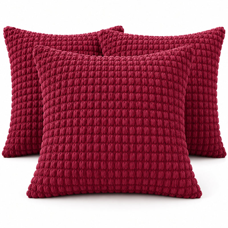 Premium Bubble Cushion Cover - Maroon 40x40 Cm (Pack of 3)