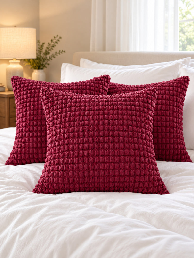 Premium Bubble Cushion Cover - Maroon 40x40 Cm (Pack of 3)