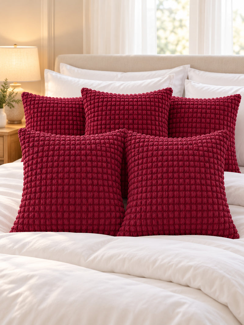 Premium Bubble Cushion Cover - Maroon 40x40 Cm (Pack of 5)