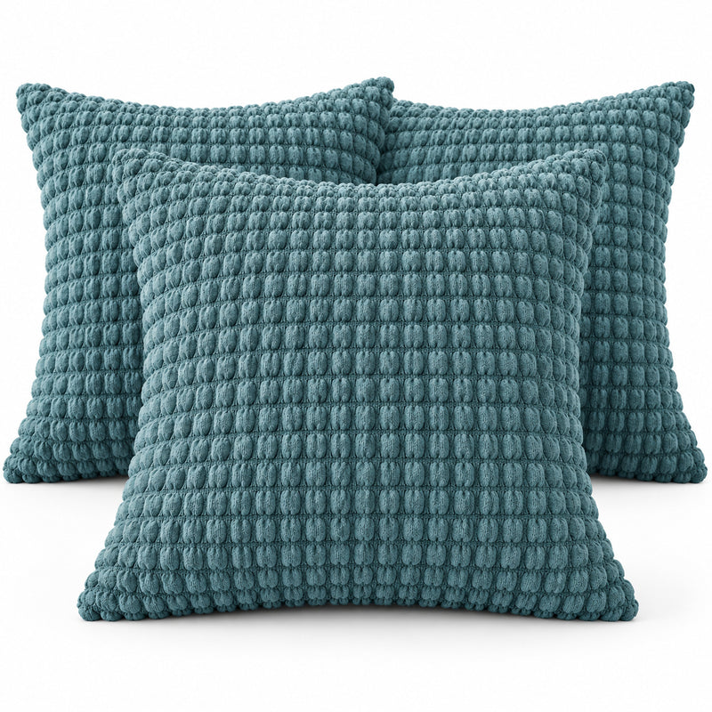 Premium Bubble Cushion Cover - Tale Blue 40x40 Cm (Pack of 3)