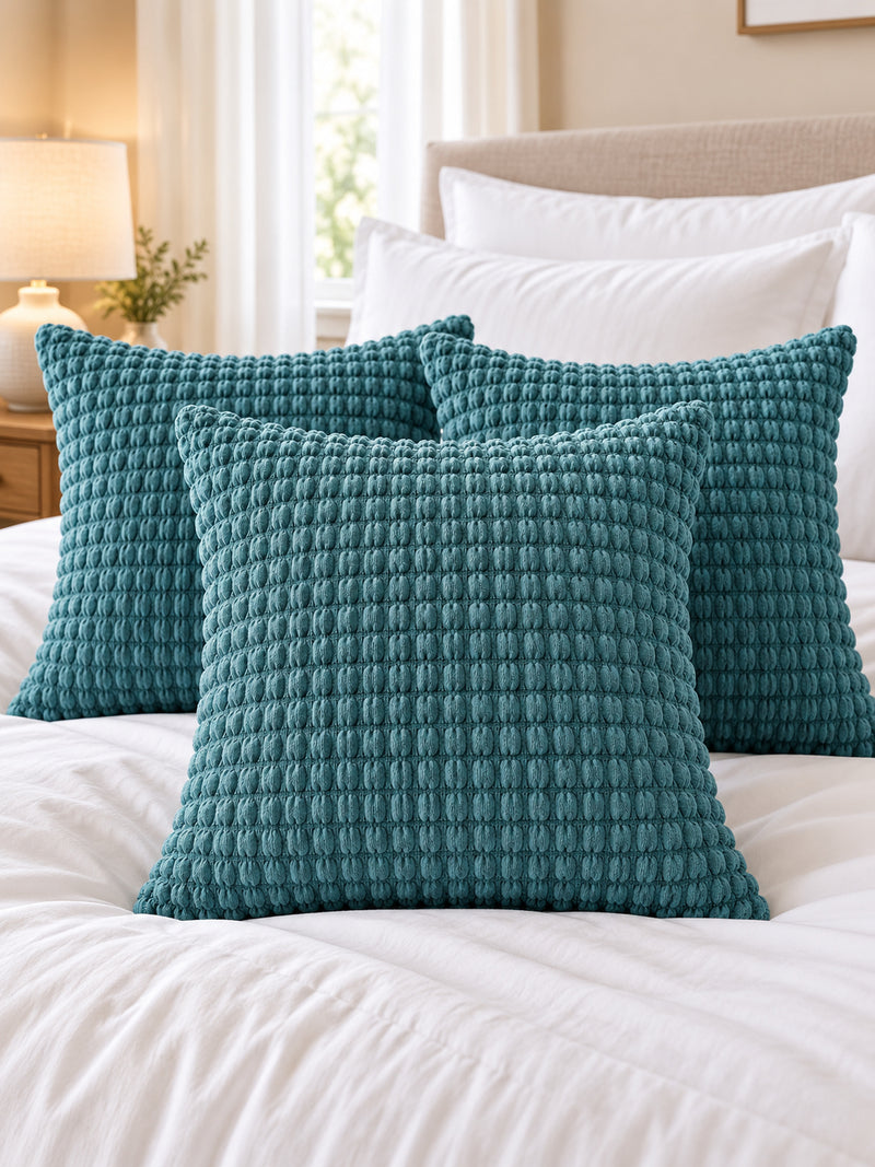 Premium Bubble Cushion Cover - Tale Blue 40x40 Cm (Pack of 3)