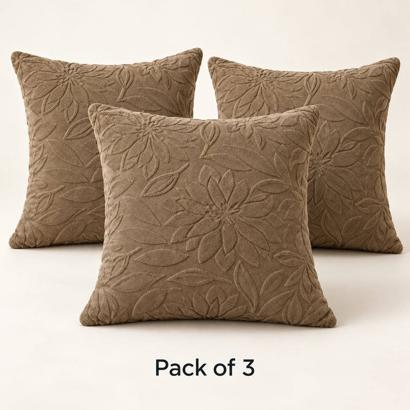 Premium Knitted Cushion Cover - Brown 40x40 Cm (Pack of 3)