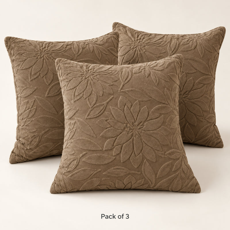 Premium Knitted Cushion Cover - Brown 40x40 Cm (Pack of 3)
