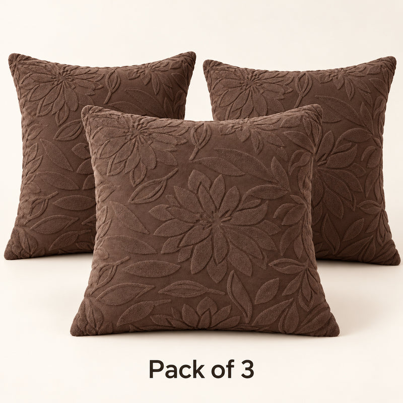 Premium Knitted Cushion Cover - Coffee 40x40 Cm (Pack of 3)