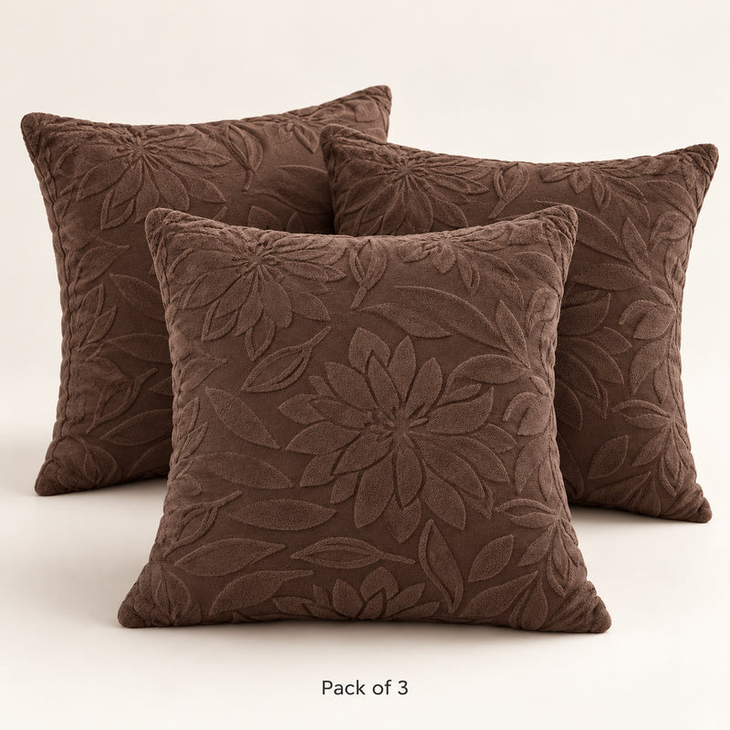 Premium Knitted Cushion Cover - Coffee 40x40 Cm (Pack of 3)