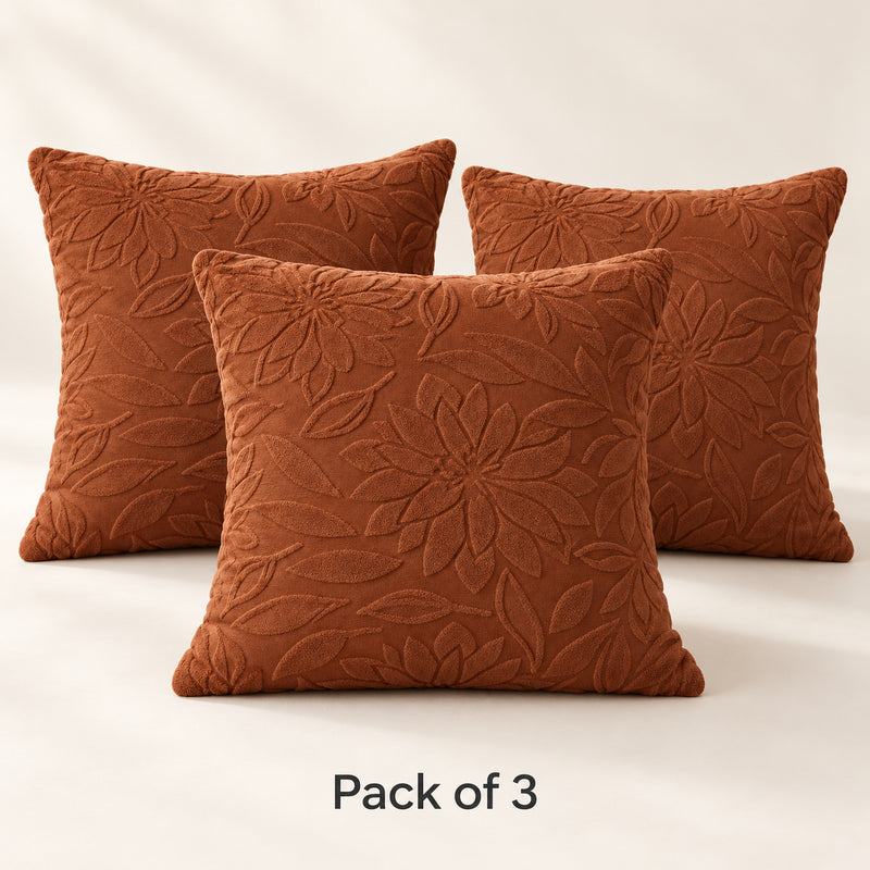 Premium Knitted Cushion Cover - Dark Brown 40x40 Cm (Pack of 3)
