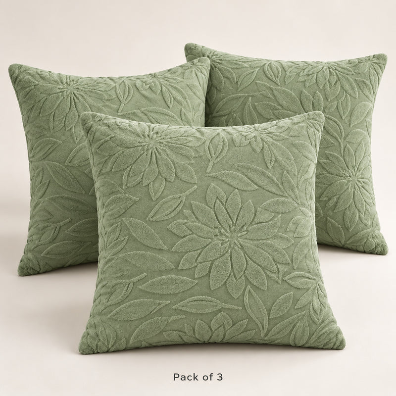 Premium Knitted Cushion Cover - Green 40x40 Cm (Pack of 3)