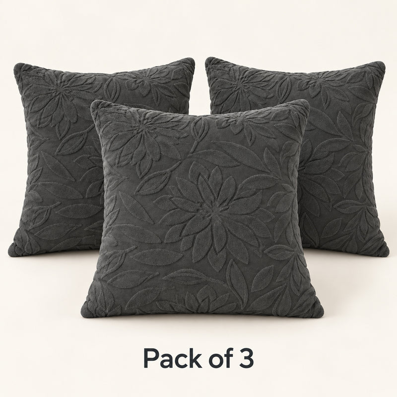 Premium Knitted Cushion Cover - Grey 40x40 Cm (Pack of 3)