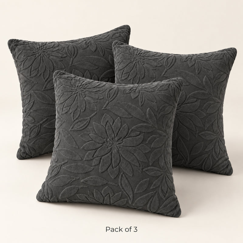Premium Knitted Cushion Cover - Grey 40x40 Cm (Pack of 3)