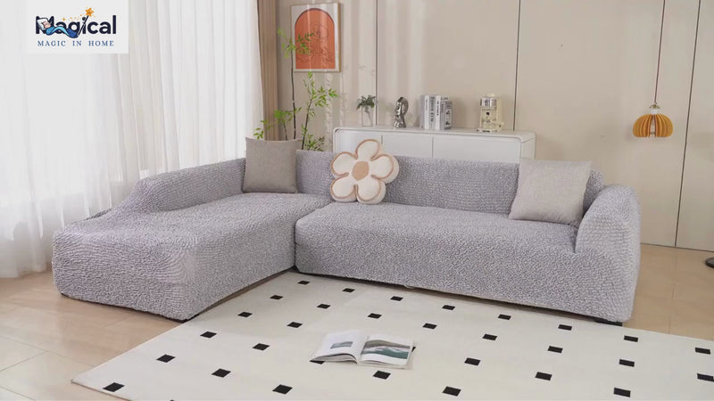 Premium 3+3 Seater Sofa Cover Set - Microfiber Stretchable Italian Textured Slipcovers (Brown)