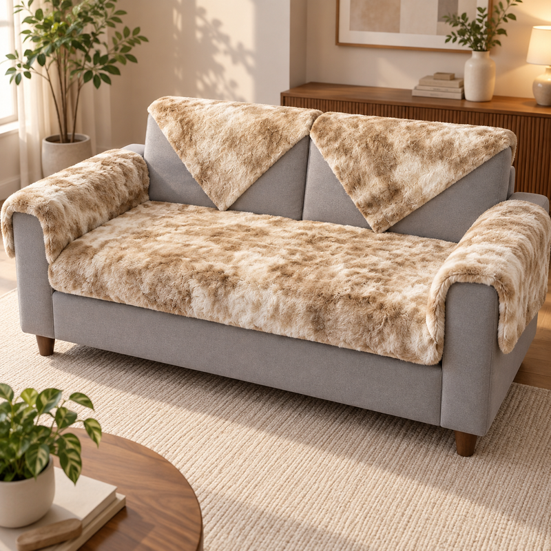 Rabbit Fur 2 seater closeup, 2 backrest panels