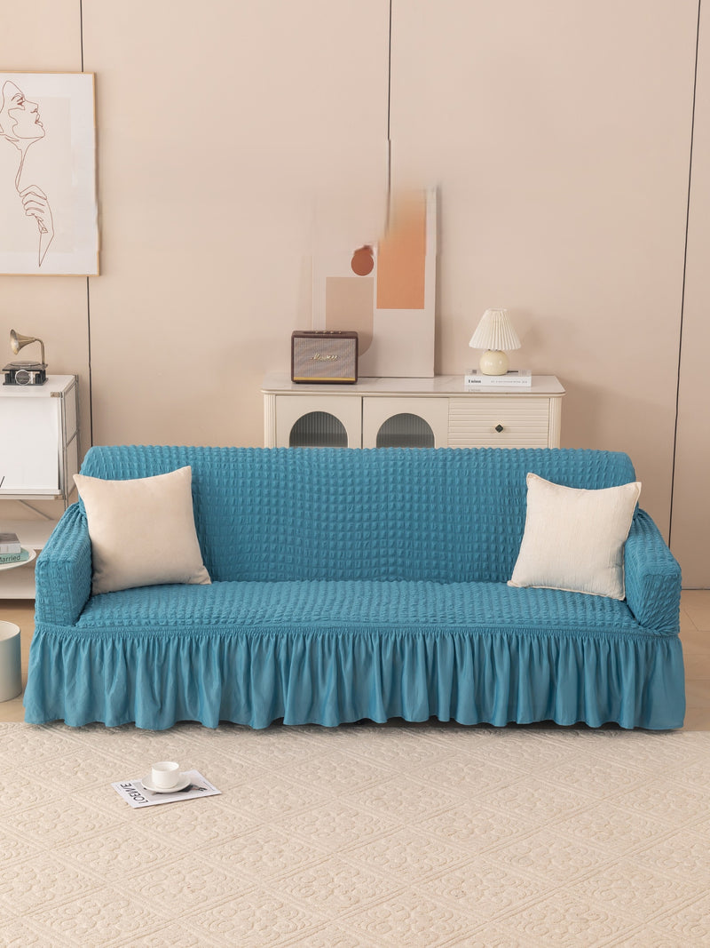 Teal Blue 4 Seater Stretchable Sofa Cover | Premium Fitted Sofa Cover | Magic In Home